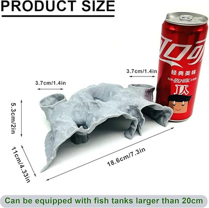 LIYAOLI Aquarium Cave Tunnel 3D Printed - Fish Tank Decoration Natural Fish Hideout for Pleco, Shrimp & Corydoras | Sinking Base & Viewing Ports | Substrate-Friendly Decor (7.3" Under Gravel Design)