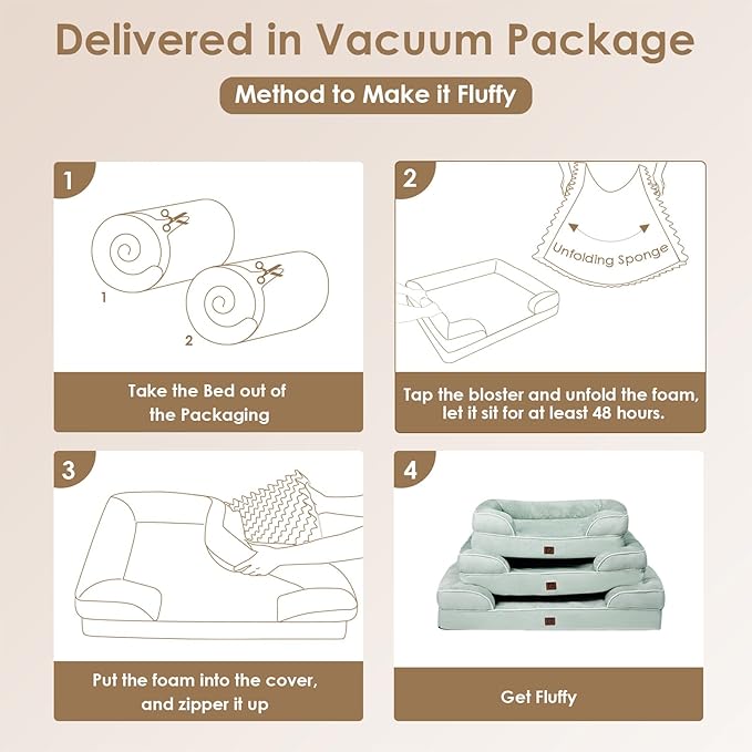 EHEYCIGA Orthopedic Dog Bed for Small Dogs, Waterproof Memory Foam Small Dog Beds with Sides, Non-Slip Bottom and Egg-Crate Foam Medium Dog Couch Bed with Washable Removable Cover, Sage Green