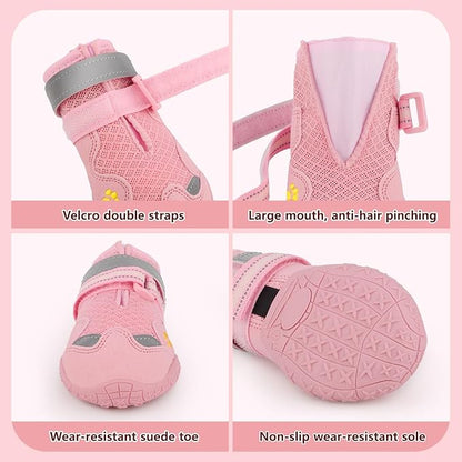 Dog Shoes for Large Medium Small Dog, Mesh Breathable Dog Shoes for Hot Pavement, Anti-Slip Dogs Boots Paw Protectors with Reflective for Outdoor Walking Indoor Hardfloors (Size 1)