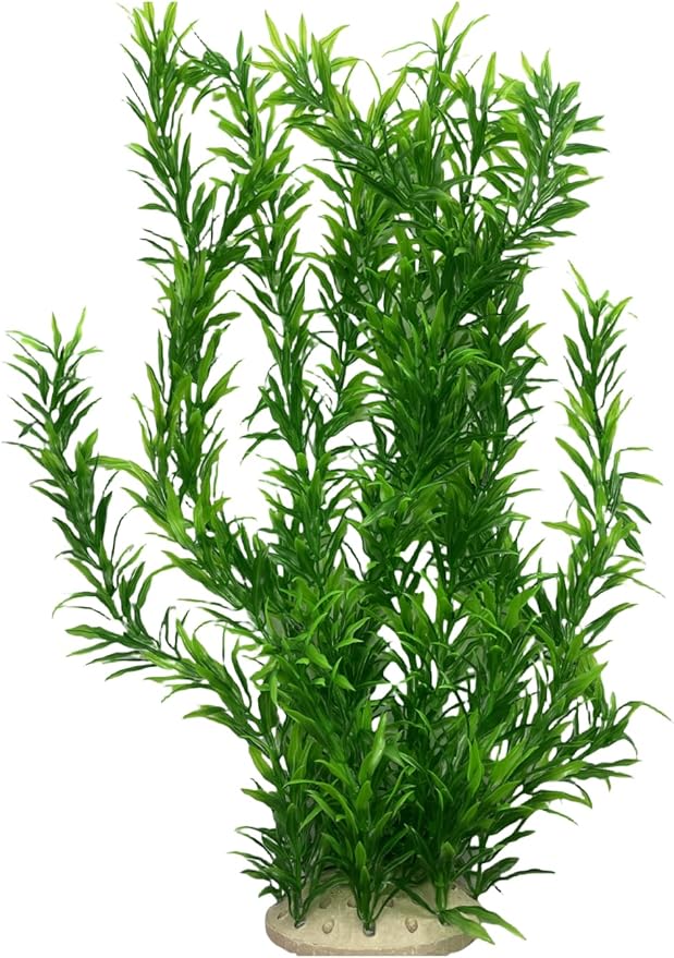 2-Pack Aquarium Plant Aquarium Decor Plastic Plants Extra Large 21 Inches Artificial Long Fish Tank Plants Tall Fish Tank Decorations Artificial Green Water Plants (Green)
