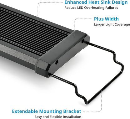 NICREW ClassicLED Plus LED Aquarium Light with Timer, Planted Fish Tank Light 18 Watts for 24-30 Inch, Daylight and Moonlight Cycle