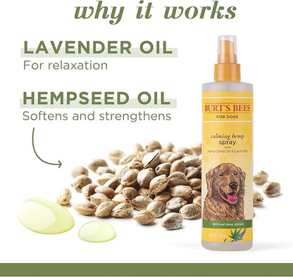 Burt's Bees for Pets Calming Spray with Hemp, 99.7% Natural Origin Formulas, Spray for Calming Dogs, Dog Anxiety Relief Spray, Calming Care for Dogs 10oz