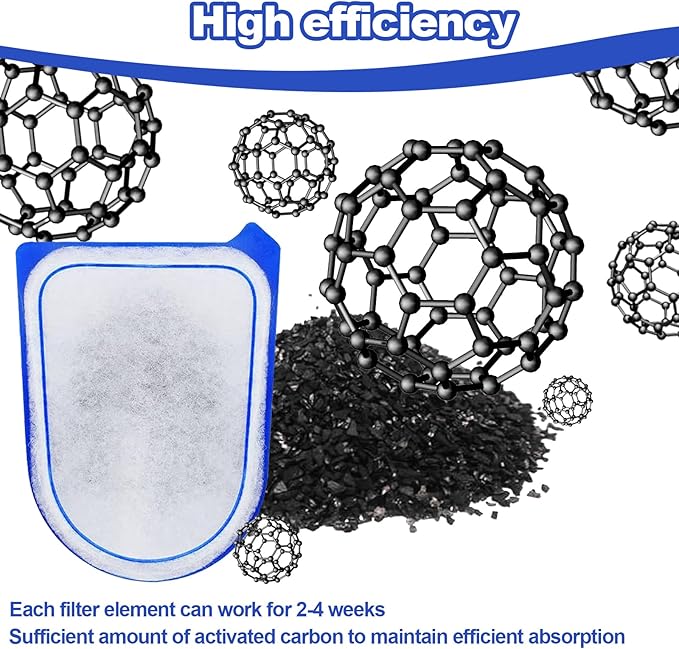 10-Pack Carbon Filter Cartridges Compatible with Tetra Whisper EX30/EX45/EX70 Filters, Replacement Filter Cartridges