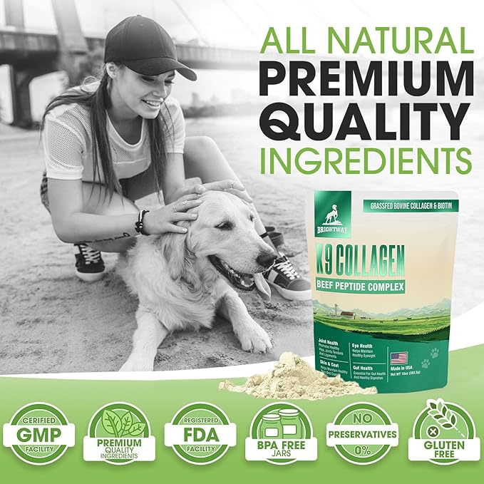 K9 Collagen PEPTIDE Complex W/BIOTIN - Hip & Joint Supplement for Dogs- Supports Healthy Joints, Skin & Coat  Helps in Recovery & Repair 3+ Months Supply - Over 114 Servings!