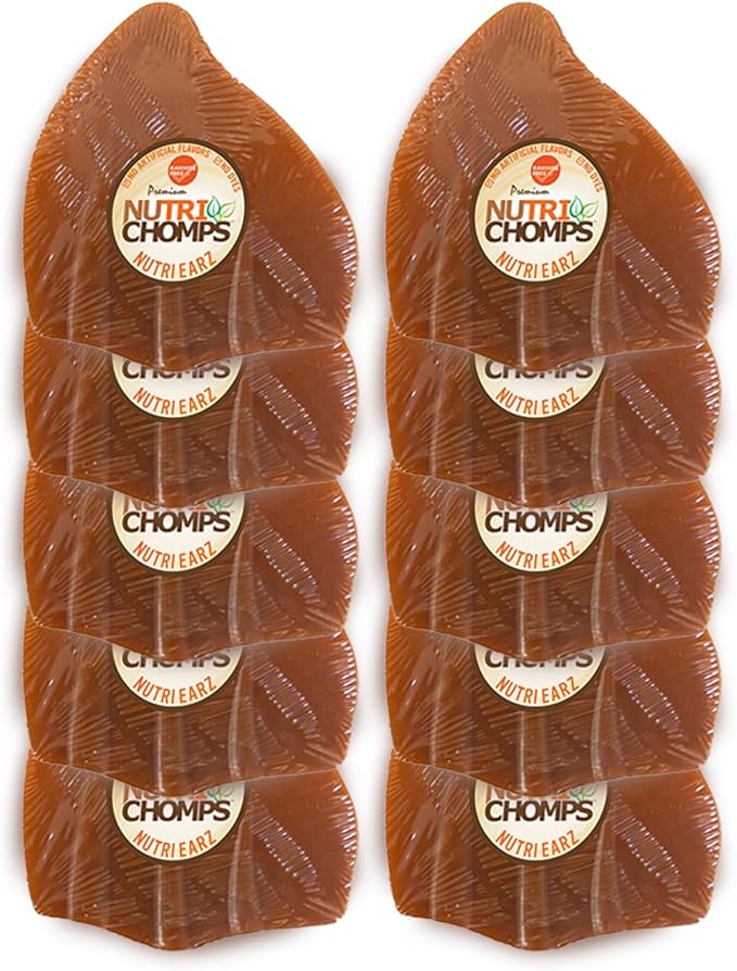 NutriChomps Nutri Ears-Easy to Digest, Rawhide-Free Dog Treats, Bundle of 10, Real Chicken Flavor, Brown (NT082V-10)