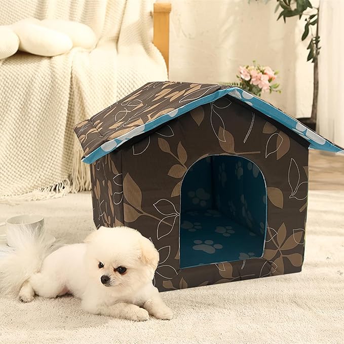 Soft Waterproof Dog House Pets with Pad Foldable Cool Cave Sleeping Bed for Dogs Cats Hamster Small Animal House All Weather Coffee