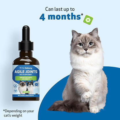 Pet Wellbeing Agile Joints for Cats - Hip and Joint Health, Mobility, Devil_ Claw, Boswellia, Joint Ligament and Cartilage - Veterinarian-Formulated Herbal Supplement 2 oz (59 ml)