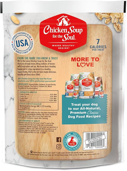 Chicken Soup for the Soul Pet Food - Crunchy Bites Dog Treats- Chicken, Peanut ButterSoy Free, Corn Free, Wheat Free | Dry Dog Food Made with Real Ingredients No Artificial Flavors or Preservatives