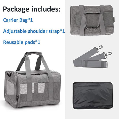 kathson Small Animal Carrier Bag, Guinea Pig Rabbit Travel Carrier Breathable Mesh Window Pet Portable Hand Bag for Hamster Bird Bunny Bearded Dragon Kitty and Etc (Grey)