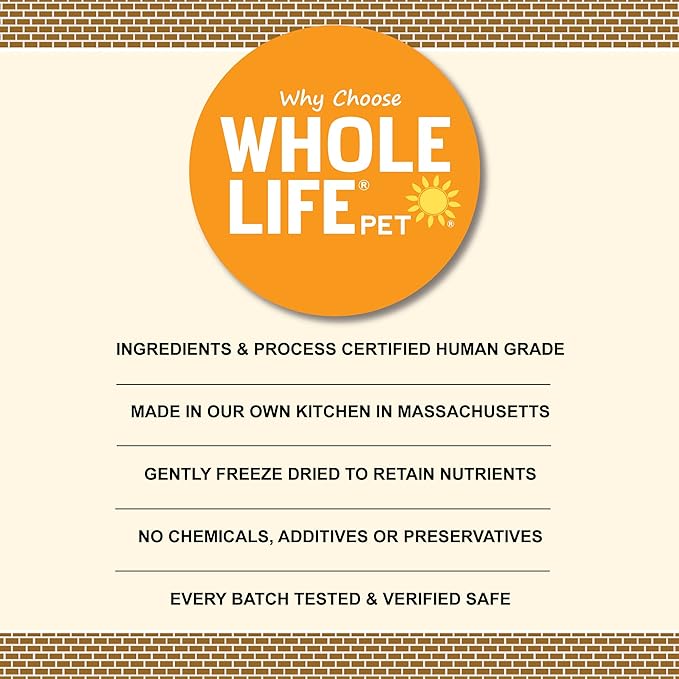 Whole Life Pet Just One Chicken - Dog Treat Or Topper - Human Grade, Freeze Dried, One Ingredient - Protein Rich, Grain Free, Made in The USA