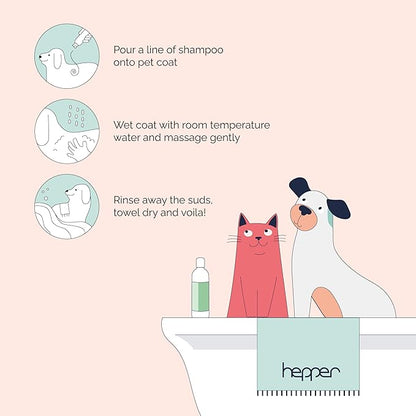 Hepper Oatmeal Shampoo for Dogs, Cats and Other Pets - All Natural Pet Shampoo: No Dog Soap, Cat Soap or Pet Soap - Dog Shampoo Sensitive Skin, Dog Dry Skin, Dog Itchy Skin Treatment -Cucumber & Aloe