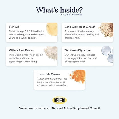 Pawfy Advanced Pain Management - Essential Vitamins & Supplements with Omega 3 |Joint Supplement for Dogs - Supports Hip & Joint Health for Small, Medium, Large Breeds | 30 Fast-Acting Chews