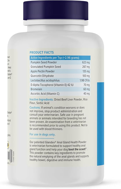 Vetnique Glandex Dog Fiber Supplement Powder for Anal Glands with Pumpkin, Digestive Enzymes & Probiotics - Vet Recommended (Regular or Advanced Strength) - Boot The Scoot (5.5oz Powder, Beef Liver)