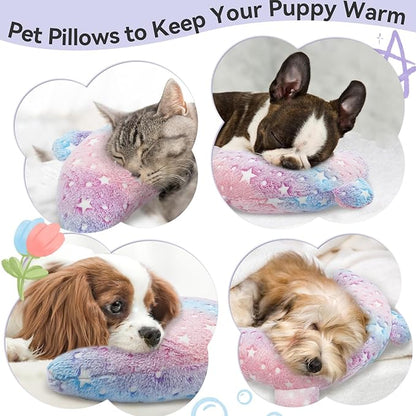 T'CHAQUE Dog Pillow Dog Calming Pillow Sleep and Glow Pillow for Dogs Anxiety Relief Cat Pillows for Indoor Cats Soft U-Shaped Pillow for Pet Dog Neck Pillow Half Donut Cuddler Sleeping Improve
