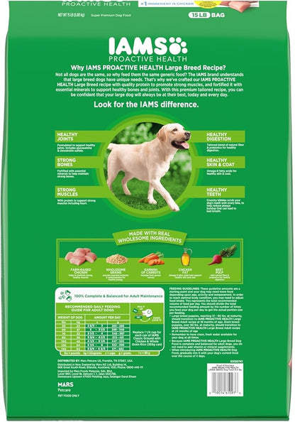 IAMS Proactive Health Large Breed Adult Dry Dog Food with Real Chicken, 15 lb. Bag