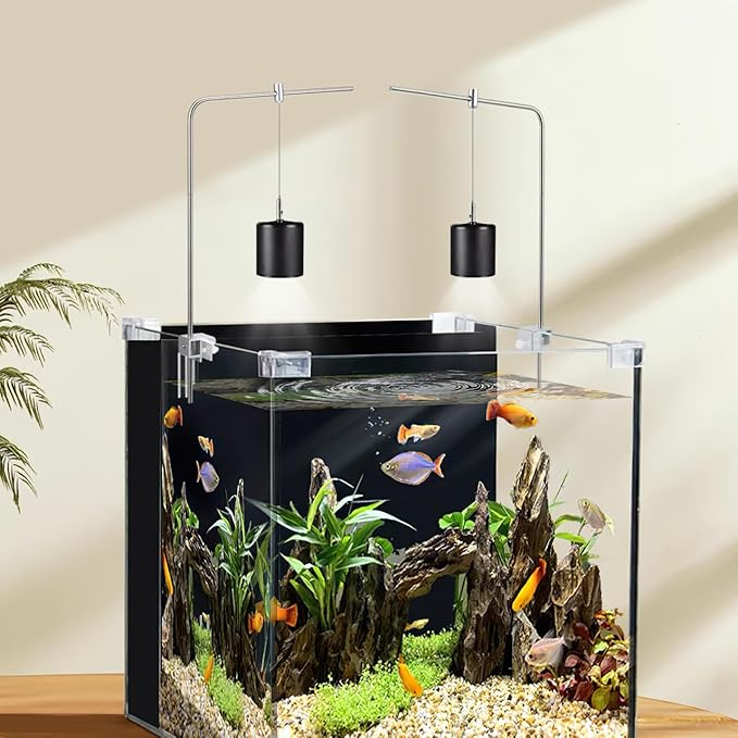 Totority Fish Tank Lighting Holder Bracket Support Aquarium Light Rack LED Light Lamp Aquarium Light Stand Kit Silver