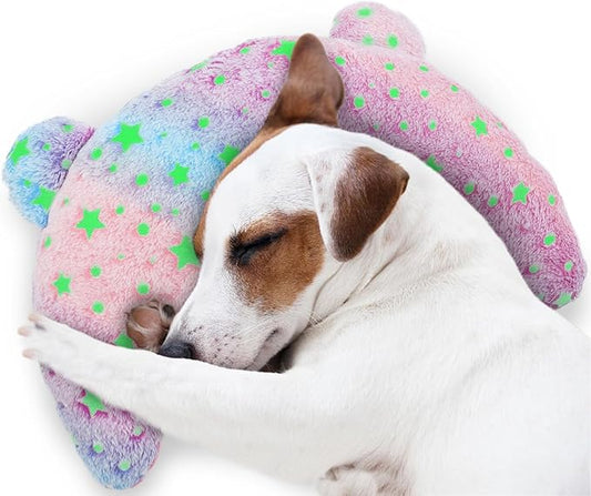 T'CHAQUE Dog Pillow Dog Calming Pillow Sleep and Glow Pillow for Dogs Anxiety Relief Cat Pillows for Indoor Cats Soft U-Shaped Pillow for Pet Dog Neck Pillow Half Donut Cuddler Sleeping Improve