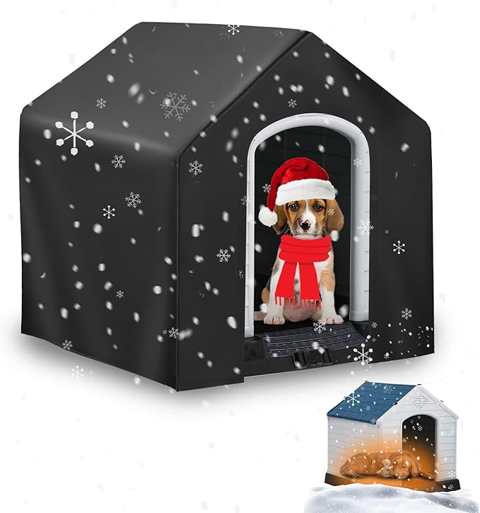 Dog House Cover, Dog Houses Cover for Large Dogs Outside,Covers for Winter Large Dog House Outdoor Weatherproof (27x29x28in)-Only Cover