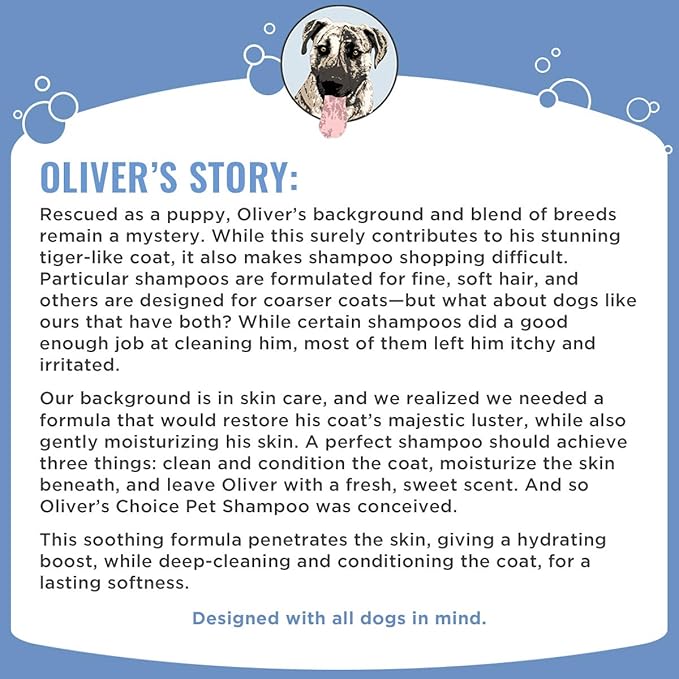 Dog Shampoo with Oatmeal and Aloe. Shea Butter for Smelly Dogs, Puppy Shampoo by Oliver's Choice 14 oz