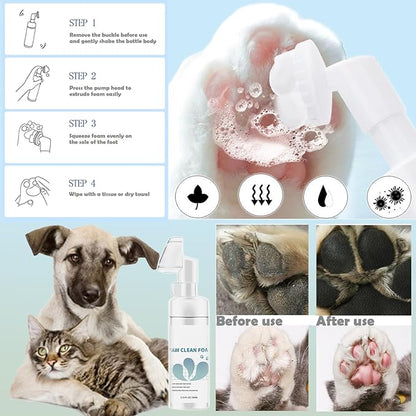 Dog Paw Cleaner Pet Paw Cleaning Kit with 150ml/5.12fl.oz Waterless Foaming Microfiber Towel Feet Balm Cordless Electric Paw Trimmer with LED Light Dog Cat Nail Clippers&Safety Stop