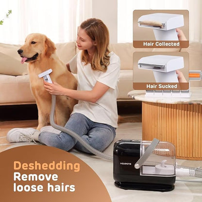 Dog Grooming Vacuum Kit - 3L Vacuum with 7 Tools, Low Noise Electric Clipper and Brush for Pet Shedding at Home, Black