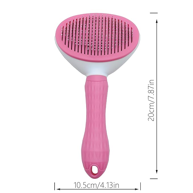 Treasurecove Self Cleaning Slicker Brush, Cat & Dog Brush for Grooming, Easy Hair Removal, Massaging Bristles, Comfortable Handle, Pink, All Hair Types, Cats & Dogs
