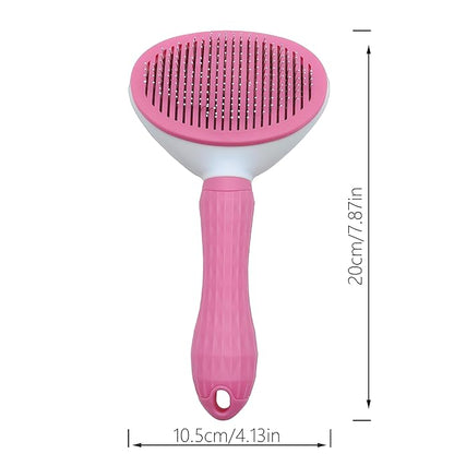 Treasurecove Self Cleaning Slicker Brush, Cat & Dog Brush for Grooming, Easy Hair Removal, Massaging Bristles, Comfortable Handle, Pink, All Hair Types, Cats & Dogs