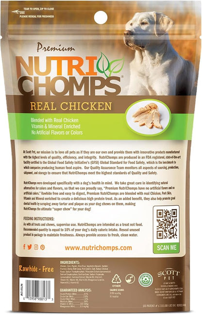 NutriChomps Dog Chews, 6-inch Braids, Easy to Digest, Rawhide-Free Dog Treats, Healthy, 4 Count, Real Chicken flavor