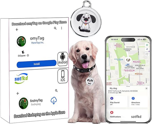 Dog Tracker-Airtag Dog Collar-Android Airtag-GPS Tracker for Dogs-Pet Tracker | Android and iOS Universal | No Charging Required | No Monthly Fee | Works with Any Collar