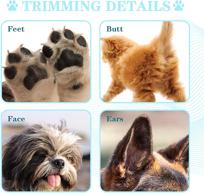 Dog Paw Trimmer,Upgraded Grooming Kit with LED Display,LED Light,Type-C Rechargeable,Cordless Feature,Low Noise Clipper for Dog and Other Pet's Hair Around Paw,Face,Eyes,Ears and Rump