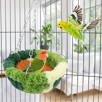 Wontee Bird Nest Bed Parrot Hanging Swing Hammock Bird Cage House for Budgies Parakeets Cockatiels Lovebirds Conures (Green)