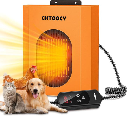 500W Dog House Heater w Thermostat, Adjustable Temp & 24H Timer Button, Outdoor Doghouse Heater for Pet Kennel, 9.8 FT Cord, Safe Animal Heated Winter for Pet Dog Cat Chicken Coop Supplies