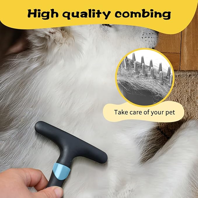 Pet Hair Remover, Portable Dog Cat Hair Remover Lint for Hairball, Fuzz, Carpet Restoration, Carpet Rake, Carpet Groomer Rake, Shag Rug Rake, Hair Cleaner Suitable for Rug and Carpet (Blue)