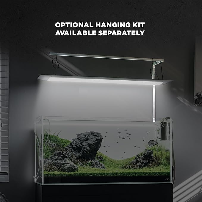 ONF Flat One+ 24 in 24/7 Cycle Aquarium Light, Blue White Full Spectrum Colorfull LED Light, Fish Tank Light Brightness Dimmable & Color Temperature APP Controlled, Sunrise & Sunset, Pendant Style