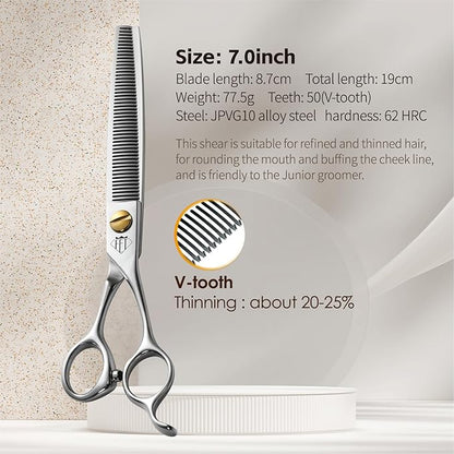 Dog Grooming Scissors: 7.0" Pet Shears Made Of Japanese VG10 Advanced Stainless Steel Professional Grooming Scissors for Dogs Cats and Other Pets