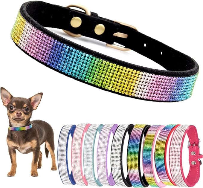 Rhinestone Dog Collars for Large Dogs, Bling Dog Collar with Diamond Crystal Glitter Sparkling Female Dog Collars for Medium Large Dogs Dark Black, XL