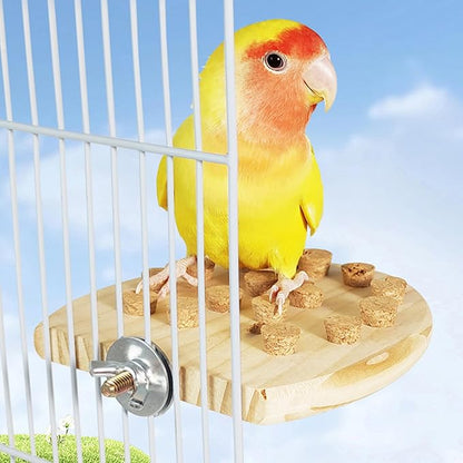 2 Pcs Bird Chew Toy Wooden Foraging Toys, Hanging Wooden Puzzle Foraging,Parrot Cork Stopper Toys Birds Feeding Toy,2 Pcs Bird Cage Food Holder Fruit, for Small and Medium Parrots(F)
