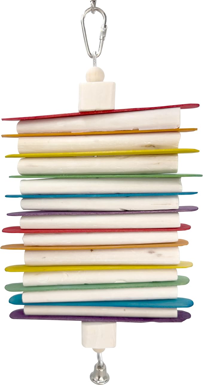 by M&M 1129 Ringing Rainbow Sola Stick Stack - Handcrafted Chewing Bird Cage Fun, Colorful Wooden Chew Slats, Natural Skinny Sola Sticks, Natural Sola Cubes, Shape Changing