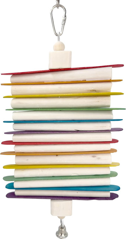 by M&M 1129 Ringing Rainbow Sola Stick Stack - Handcrafted Chewing Bird Cage Fun, Colorful Wooden Chew Slats, Natural Skinny Sola Sticks, Natural Sola Cubes, Shape Changing