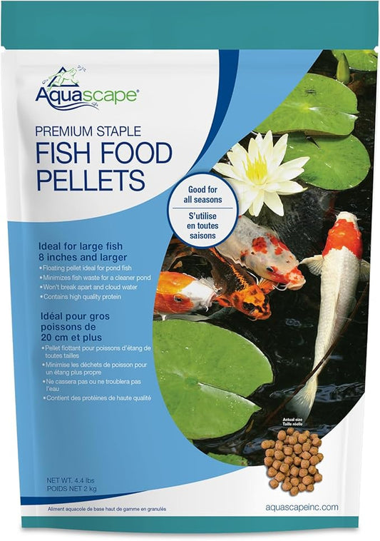 Aquascape Premium Staple Fish Food Pellets for Large Pond Fish, Large Pellet, 4.4 pounds | 98869