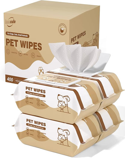 400 Coconut Oil Dog Wipes for Paws and Butt Large Thick Puppy Wipes for Dogs Face and Body Dog Wipes Cleaning Deodorizing Cat Wipes Cleaning Fur and Butt Big Doggie Wipes Doggy Wipes Bum Dog Ear Wipes