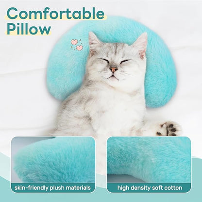 T'CHAQUE Dog Pillow Dog Calming Pillow for Small Dogs Anxiety Relief Comfort Dog Neck Pillow Bed Soft Cat Pillow for Indoor Cats Half Donut Cuddler U-Shaped Pillow Pet Sleeping Improve Calming Toy