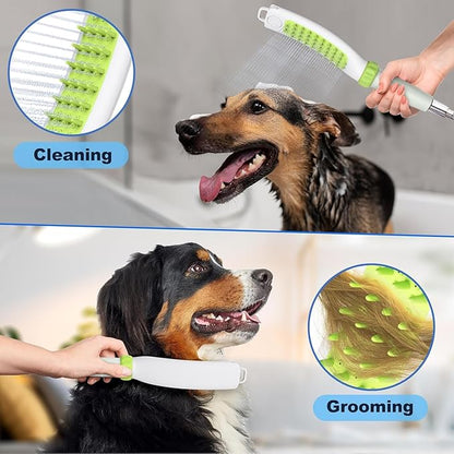 Dog Shower Attachment, Rubber Dog Grooming Bath Brush for Long & Short Haired Dogs and Cats, Pet Hair Scrubber For Washing, Deshedding, Massage