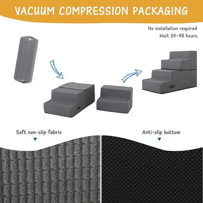 Dog Stairs for High Bed,4 Steps Pet Stairs for Small Dogs and Cats，Anti-Slip Removable Dog Steps for Bed,Bed Stairs for Dog