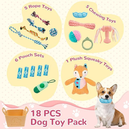 18-Pack Puppy Teething Toys - Interactive, Busy & Boredom Relief for Small Dogs
