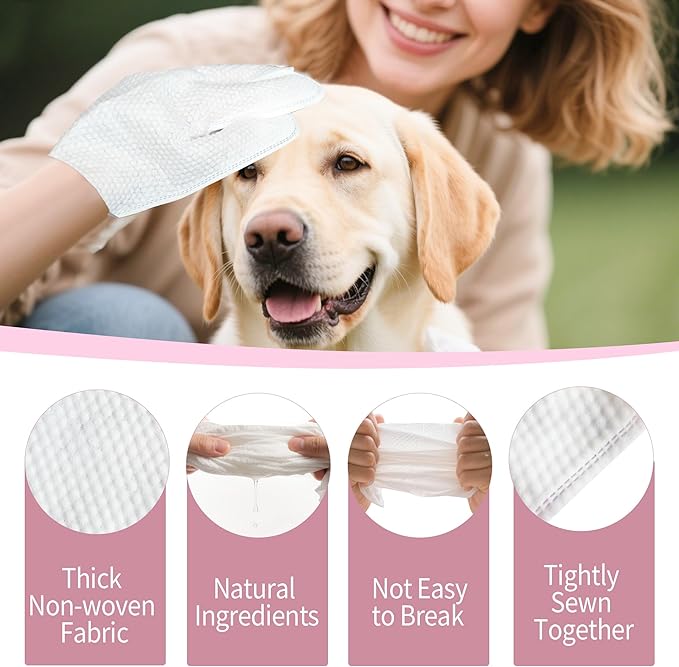 6 Pcs Pet Glove Wipes for Dogs and Cat, Cat Wipes Cleaning Fur and Butt, Pet Wipes for Cat and Dogs for Cleaning, Deodorizing, Daily Care, and Travel for Cats and Dogs