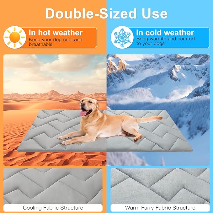 BEAUTYZOO Dog Cooling Mat for Medium Dogs, 36"x23" Cooling Dog Bed Washable, Foldable Cat Ice Cool Pad for Summer, Reversible Pet Freeze Cushion Blanket for Kennel Cage Sofa Bed Floor Car Seat, Grey M