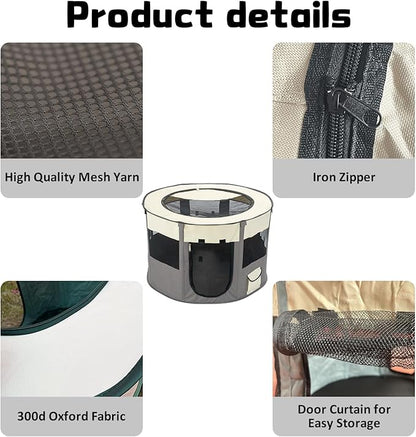 Portable Pet Playpen, Foldable Collapsible Cats Exercise Enclosure Pen Tents Cat Delivery Isolation Room Dog Crates Kennel House Great for Indoor Outdoor Travel Use Puppy Kitten Rabbit(Medium)