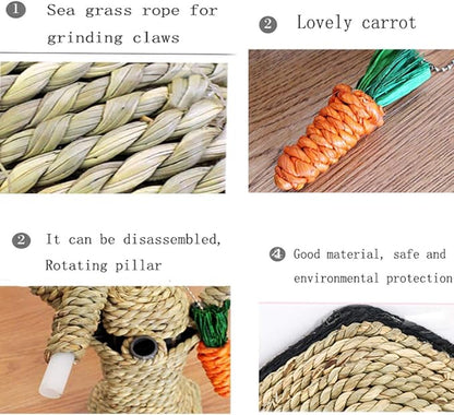 Hamiledyi Pet Bunny Fun Tree Rabbit Chew Toy Rattan Grass Scratcher Climbing Tree Play Carrot Toy for Rabbit Bunny Guinea Pig Squirrels Parrots Cat and Other Small Animals