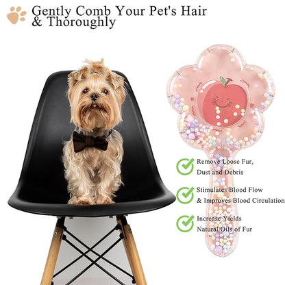 Soft Dog Brush for Small Dogs | Gentle Puppy Brush for Yorkies, Shih Tzus, Maltipoos & Maltese | Pet Hair Removal Brush with Soft Bristles | Dog Brush for Shedding (Pink Apple)